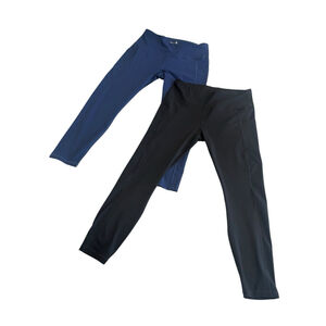 Fengbay Yoga Pants 2 Pack Womens XL Blue Black High Waist Pocket Tummy Control